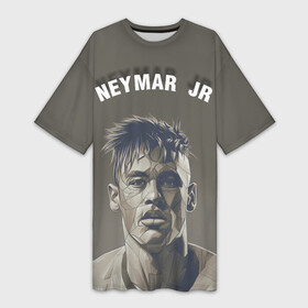 Платье-футболка 3D с принтом Неймар ,  |  | neymar | neymar jr | paris saint germain | psg | бразилия | младший | неймар | пари сен жермен | петух | петушок | псж | футбик | футбол | футбольчик