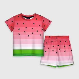 Детский костюм с шортами 3D с принтом Арбузик ,  |  | pattern | trend | арбуз | зеленый | косточки | красный | мода | патерн | паттерн | розовый | текстура | тренд | фрукт | ягода