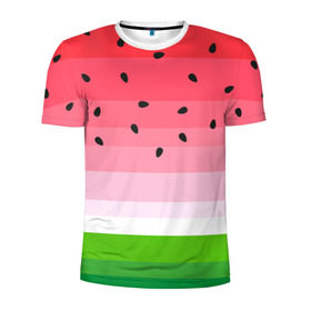 Мужская футболка 3D спортивная с принтом Арбузик , 100% полиэстер с улучшенными характеристиками | приталенный силуэт, круглая горловина, широкие плечи, сужается к линии бедра | pattern | trend | арбуз | зеленый | косточки | красный | мода | патерн | паттерн | розовый | текстура | тренд | фрукт | ягода