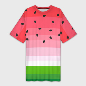Платье-футболка 3D с принтом Арбузик ,  |  | Тематика изображения на принте: pattern | trend | арбуз | зеленый | косточки | красный | мода | патерн | паттерн | розовый | текстура | тренд | фрукт | ягода