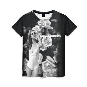 Женская футболка 3D с принтом Lana Del Rey , 100% полиэфир ( синтетическое хлопкоподобное полотно) | прямой крой, круглый вырез горловины, длина до линии бедер | lana del rey | лана дель рей