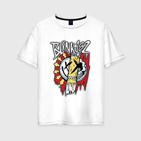 Женская футболка хлопок Oversize с принтом MIXED UP Blink-182 , 100% хлопок | свободный крой, круглый ворот, спущенный рукав, длина до линии бедер
 | 3 | mixed | rock | музыка | рок | череп