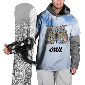 Накидка на куртку 3D с принтом Owl , 100% полиэстер |  | owl | животные | полуночник | природа | сова | сыч | филин | этника