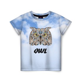 Детская футболка 3D с принтом Owl , 100% гипоаллергенный полиэфир | прямой крой, круглый вырез горловины, длина до линии бедер, чуть спущенное плечо, ткань немного тянется | owl | животные | полуночник | природа | сова | сыч | филин | этника
