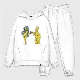 Мужской костюм хлопок OVERSIZE с принтом Симпсоны ,  |  | bart | homer | love | simpsons | адам | барт | гомер | ева | любовь | мульт | мультфильм | пончик | симпсоны