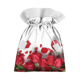 Подарочный 3D мешок с принтом Розы , 100% полиэстер | Размер: 29*39 см | Тематика изображения на принте: flowers | gift | hearts | love | red | romantic | roses | valentines day | красные розы | сердечки