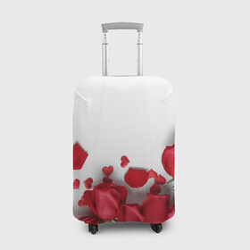 Чехол для чемодана 3D с принтом Розы , 86% полиэфир, 14% спандекс | двустороннее нанесение принта, прорези для ручек и колес | flowers | gift | hearts | love | red | romantic | roses | valentines day | красные розы | сердечки