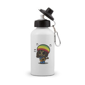 Бутылка спортивная с принтом Reggae , металл | емкость — 500 мл, в комплекте две пластиковые крышки и карабин для крепления | bob marley | боб марли