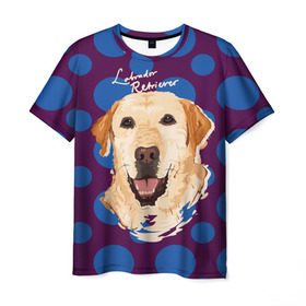 Мужская футболка 3D с принтом Лабрадор Ретривер , 100% полиэфир | прямой крой, круглый вырез горловины, длина до линии бедер | animal | dog | labrador retriever | pet | puppy | арт | животные | лабрадор | пес | собаки