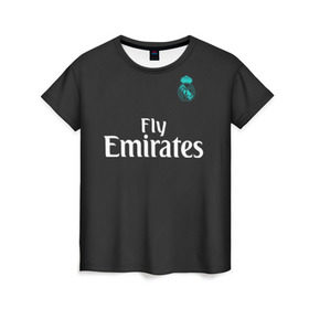Женская футболка 3D с принтом Cristiano Ronaldo away 2018 , 100% полиэфир ( синтетическое хлопкоподобное полотно) | прямой крой, круглый вырез горловины, длина до линии бедер | champions | cristiano | league | madrid | real | ronaldo | spain | испания | криштиану | лига | мадрид | реал | роналду | чемпионов