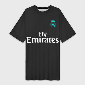 Платье-футболка 3D с принтом Cristiano Ronaldo away 2018 ,  |  | champions | cristiano | league | madrid | real | ronaldo | spain | испания | криштиану | лига | мадрид | реал | роналду | чемпионов