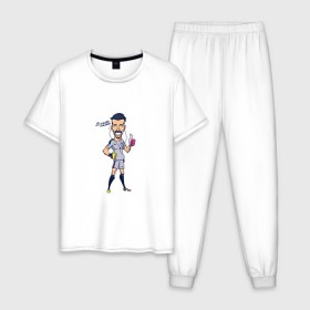 Мужская пижама хлопок с принтом Буффон , 100% хлопок | брюки и футболка прямого кроя, без карманов, на брюках мягкая резинка на поясе и по низу штанин
 | buffon | football | juventus | италия | ювентус