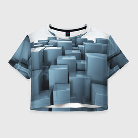 Женская футболка 3D укороченная с принтом Кубическая текстура , 100% полиэстер | круглая горловина, длина футболки до линии талии, рукава с отворотами | abstract | abstraction | block | tessera | абстракция | кубики | текстура