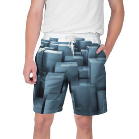 Мужские шорты 3D с принтом Кубическая текстура ,  полиэстер 100% | прямой крой, два кармана без застежек по бокам. Мягкая трикотажная резинка на поясе, внутри которой широкие завязки. Длина чуть выше колен | abstract | abstraction | block | tessera | абстракция | кубики | текстура