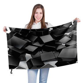 Флаг 3D с принтом Кубы материи , 100% полиэстер | плотность ткани — 95 г/м2, размер — 67 х 109 см. Принт наносится с одной стороны | abstract | abstraction | block | tessera | абстракция | кубики | текстура