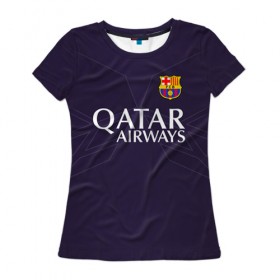 Женская футболка 3D с принтом Barca , 100% полиэфир ( синтетическое хлопкоподобное полотно) | прямой крой, круглый вырез горловины, длина до линии бедер | barca | barcelona | барса | барселона | футбол | футбольная форма