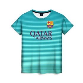 Женская футболка 3D с принтом Aqua Messi , 100% полиэфир ( синтетическое хлопкоподобное полотно) | прямой крой, круглый вырез горловины, длина до линии бедер | Тематика изображения на принте: barcelona | messi | барса | барселона | месси | футбол