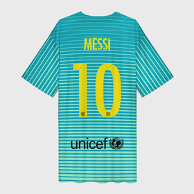 Платье-футболка 3D с принтом Aqua Messi ,  |  | barcelona | messi | барса | барселона | месси | футбол