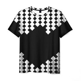 Мужская футболка 3D с принтом Шахматная клетка , 100% полиэфир | прямой крой, круглый вырез горловины, длина до линии бедер | Тематика изображения на принте: abstract | abstraction | block | tessera | абстракция | клетка | кубики | текстура