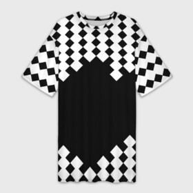 Платье-футболка 3D с принтом Шахматная клетка ,  |  | abstract | abstraction | block | tessera | абстракция | клетка | кубики | текстура