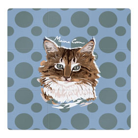 Магнитный плакат 3Х3 с принтом Мейн-Кун , Полимерный материал с магнитным слоем | 9 деталей размером 9*9 см | Тематика изображения на принте: cat | kitten | kitty | maine coon | pet | арт | животные | коты | кошки | кружочки | мейн кун | текстура