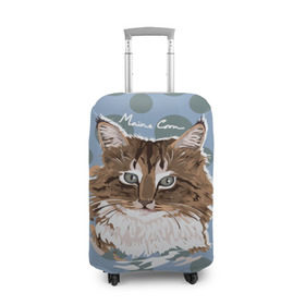 Чехол для чемодана 3D с принтом Мейн-Кун , 86% полиэфир, 14% спандекс | двустороннее нанесение принта, прорези для ручек и колес | cat | kitten | kitty | maine coon | pet | арт | животные | коты | кошки | кружочки | мейн кун | текстура
