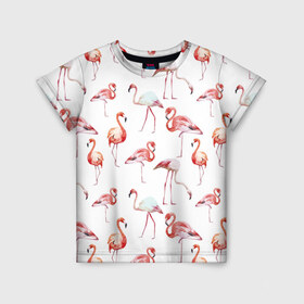 Детская футболка 3D с принтом Фламинго , 100% гипоаллергенный полиэфир | прямой крой, круглый вырез горловины, длина до линии бедер, чуть спущенное плечо, ткань немного тянется | vppdgryphon | арт | краска | прикольные | птицы | фламинго | цветные