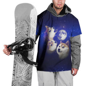 Накидка на куртку 3D с принтом Космопес Хатико , 100% полиэстер |  | акита ину | взгляд | голова | звезды | космос | лай | луна | мем | пасть | пес | собака | хатико