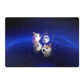 Магнитный плакат 3Х2 с принтом Космопес Хатико , Полимерный материал с магнитным слоем | 6 деталей размером 9*9 см | акита ину | взгляд | голова | звезды | космос | лай | луна | мем | пасть | пес | собака | хатико