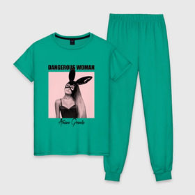 Женская пижама хлопок с принтом Ariana Grande , 100% хлопок | брюки и футболка прямого кроя, без карманов, на брюках мягкая резинка на поясе и по низу штанин | ariana grande