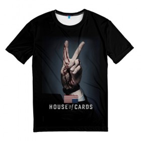 Мужская футболка 3D с принтом House of Cards , 100% полиэфир | прямой крой, круглый вырез горловины, длина до линии бедер | Тематика изображения на принте: house of cards | карточный домик | кевин спейси | сериалы