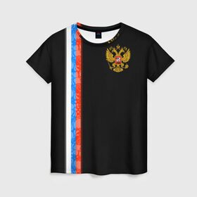 Женская футболка 3D с принтом Russia - Black collection , 100% полиэфир ( синтетическое хлопкоподобное полотно) | прямой крой, круглый вырез горловины, длина до линии бедер | 
