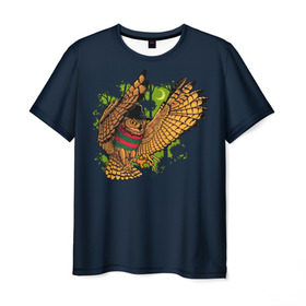 Мужская футболка 3D с принтом Сова - Фредди Крюгер , 100% полиэфир | прямой крой, круглый вырез горловины, длина до линии бедер | Тематика изображения на принте: bird | freddy krueger | owl | когти | лапа | луна | ночь | пернатые | птица | сова