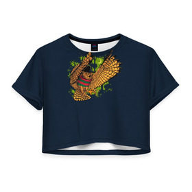 Женская футболка 3D укороченная с принтом Сова - Фредди Крюгер , 100% полиэстер | круглая горловина, длина футболки до линии талии, рукава с отворотами | bird | freddy krueger | owl | когти | лапа | луна | ночь | пернатые | птица | сова