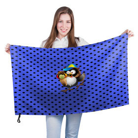 Флаг 3D с принтом Счастливый совенок , 100% полиэстер | плотность ткани — 95 г/м2, размер — 67 х 109 см. Принт наносится с одной стороны | owl | summer | животные | лето | мороженое | полуночник | природа | сова | сыч | филин