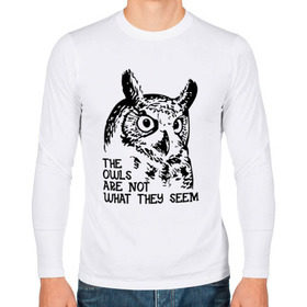 Мужской лонгслив хлопок с принтом Twin Peaks Owl , 100% хлопок |  | животные | надпись | птицы | сериал | сова | твин пикс | фильмы