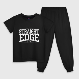 Детская пижама хлопок с принтом straight edge xxx , 100% хлопок |  брюки и футболка прямого кроя, без карманов, на брюках мягкая резинка на поясе и по низу штанин
 | drugfree | edge | hardcore | punk | sxe