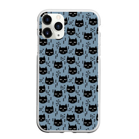 Чехол для iPhone 11 Pro матовый с принтом Хипстер коты 2 , Силикон |  | cat | cat heads | felix | hipster | kitty | голова животного | голова кота | кот | котенок | котик | коты | кошка | милые котятки | с котами | треугольники | усатый полосатый | хипстер | черный кот