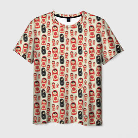 Мужская футболка 3D с принтом Матрешки и эмо , 100% полиэфир | прямой крой, круглый вырез горловины, длина до линии бедер | Тематика изображения на принте: матрешки | паттерн | россия
