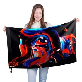 Флаг 3D с принтом Узоры красок , 100% полиэстер | плотность ткани — 95 г/м2, размер — 67 х 109 см. Принт наносится с одной стороны | абстракция | потертость | размытые | текстуры | цветные | яркие