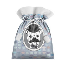 Подарочный 3D мешок с принтом Mr. Pug , 100% полиэстер | Размер: 29*39 см | animal | dog | pet | pug | puppy | swag | арт | джентльмен | животные | кружочки | мопс | мопсик | пес | собаки | текстура | усы | хипстер