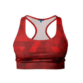Женский спортивный топ 3D с принтом Red pattern , 82% полиэстер, 18% спандекс Ткань безопасна для здоровья, позволяет коже дышать, не мнется и не растягивается |  | геометрия | красный | треугольники