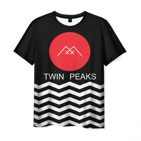 Мужская футболка 3D с принтом Твин Пикс , 100% полиэфир | прямой крой, круглый вырез горловины, длина до линии бедер | twin peaks | арт | надпись | полосы | сериал | текстура | фильмы