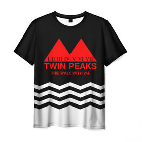 Мужская футболка 3D с принтом ТВИН ПИКС , 100% полиэфир | прямой крой, круглый вырез горловины, длина до линии бедер | logo | twin peaks | арт | надпись | полосы | сериал | текстура | фильмы