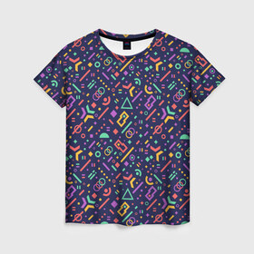 Женская футболка 3D с принтом Геометрия , 100% полиэфир ( синтетическое хлопкоподобное полотно) | прямой крой, круглый вырез горловины, длина до линии бедер | абстракция | геометрия | круг | линия | узор