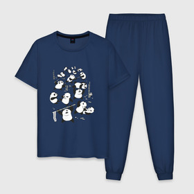 Мужская пижама хлопок с принтом Драка панд , 100% хлопок | брюки и футболка прямого кроя, без карманов, на брюках мягкая резинка на поясе и по низу штанин
 | бамбук | бамбуковый медведь | бой | животное | злость | красная книга | кунгфу | мишка | опасный | оскал | панда | прикольный | тростник | эвкалипт | япония | ярость