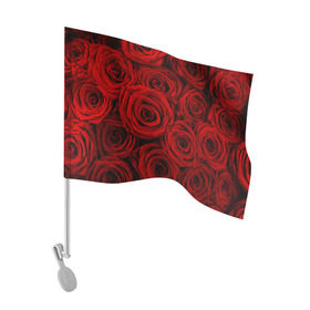 Флаг для автомобиля с принтом Красные розы , 100% полиэстер | Размер: 30*21 см | букет | красный | розы | цветы