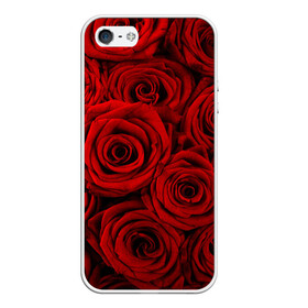Чехол для iPhone 5/5S матовый с принтом Красные розы , Силикон | Область печати: задняя сторона чехла, без боковых панелей | букет | красный | розы | цветы