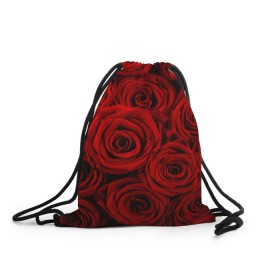 Рюкзак-мешок 3D с принтом Красные розы , 100% полиэстер | плотность ткани — 200 г/м2, размер — 35 х 45 см; лямки — толстые шнурки, застежка на шнуровке, без карманов и подкладки | букет | красный | розы | цветы
