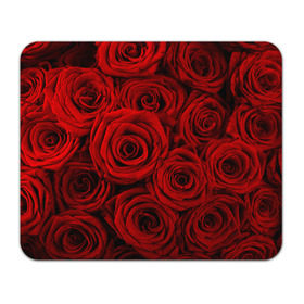 Коврик прямоугольный с принтом Красные розы , натуральный каучук | размер 230 х 185 мм; запечатка лицевой стороны | букет | красный | розы | цветы